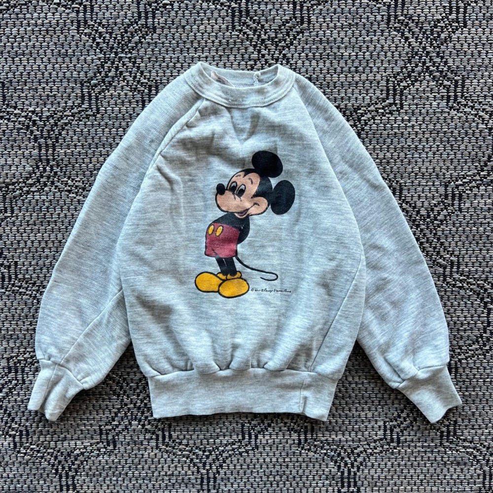 Vintage Mickey Mouse Sweatshirt Youth S Gray Vintage 80s Walt Disney Raglan
